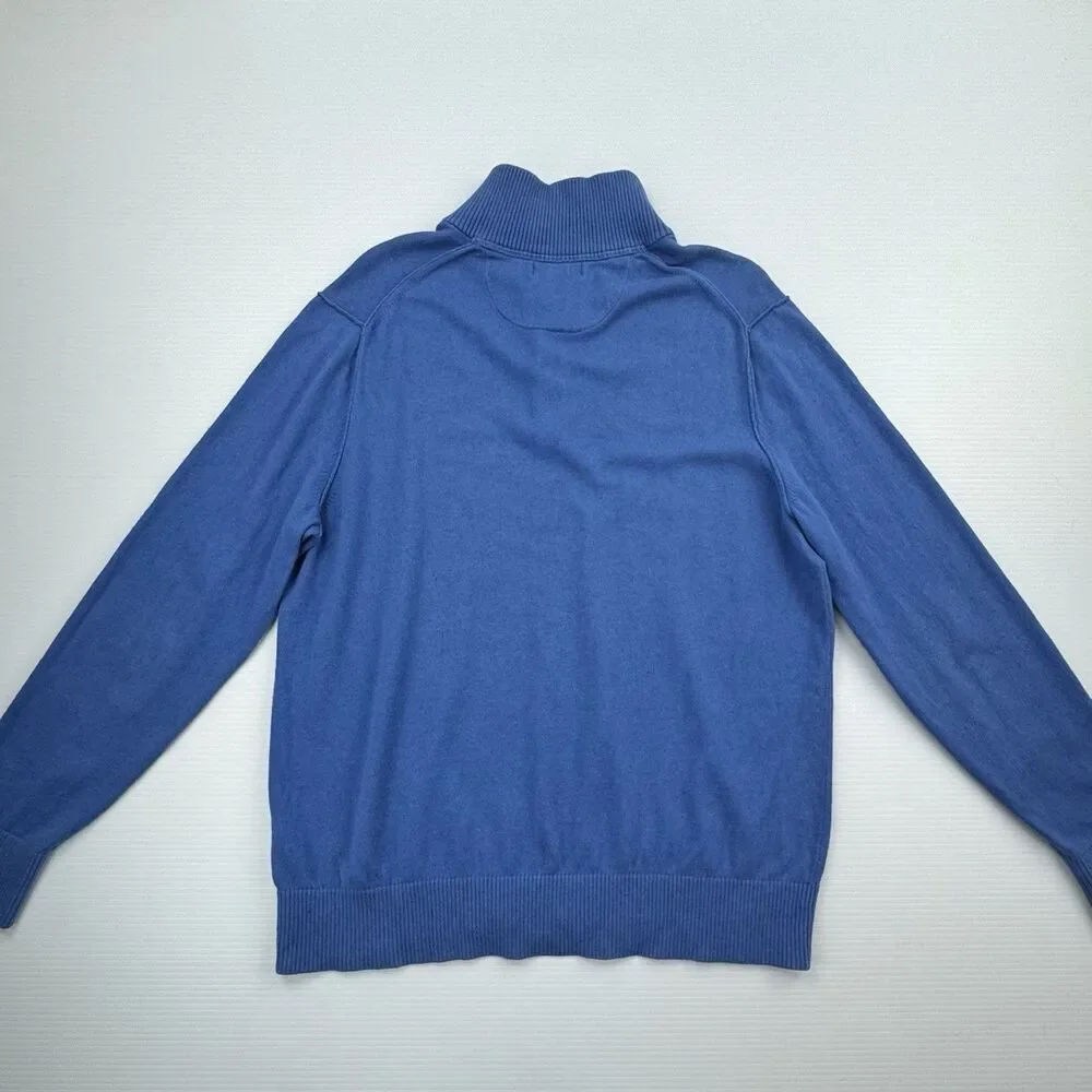 Banana Republic Men’s XL Blue Cotton Cashmere Mock Neck Button Preppy Sweater